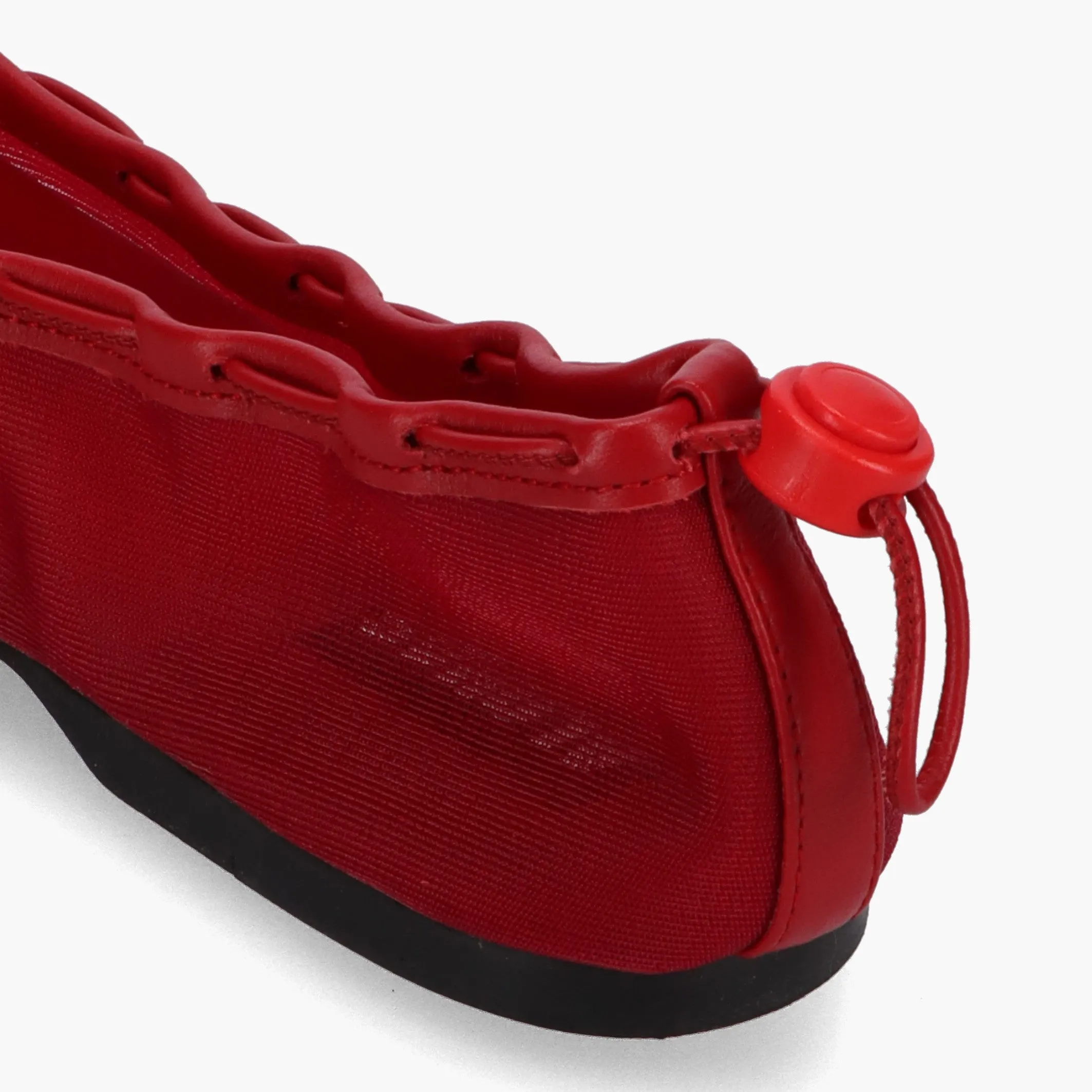 Gill Mesh Red Leather Ballet Flats