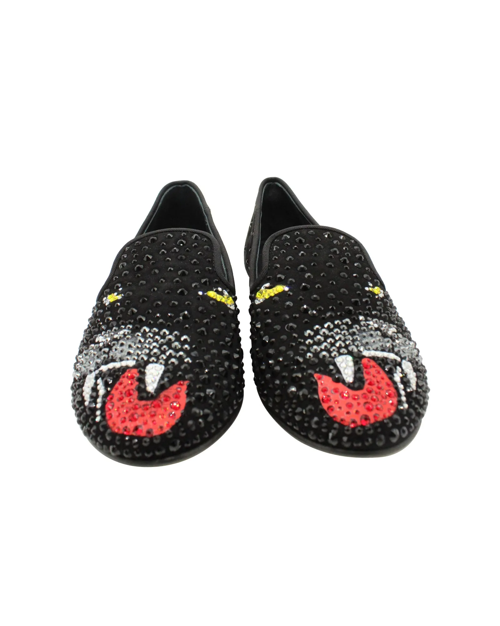 Giuseppe Zanotti Panther Embellished Loafers in Black Suede