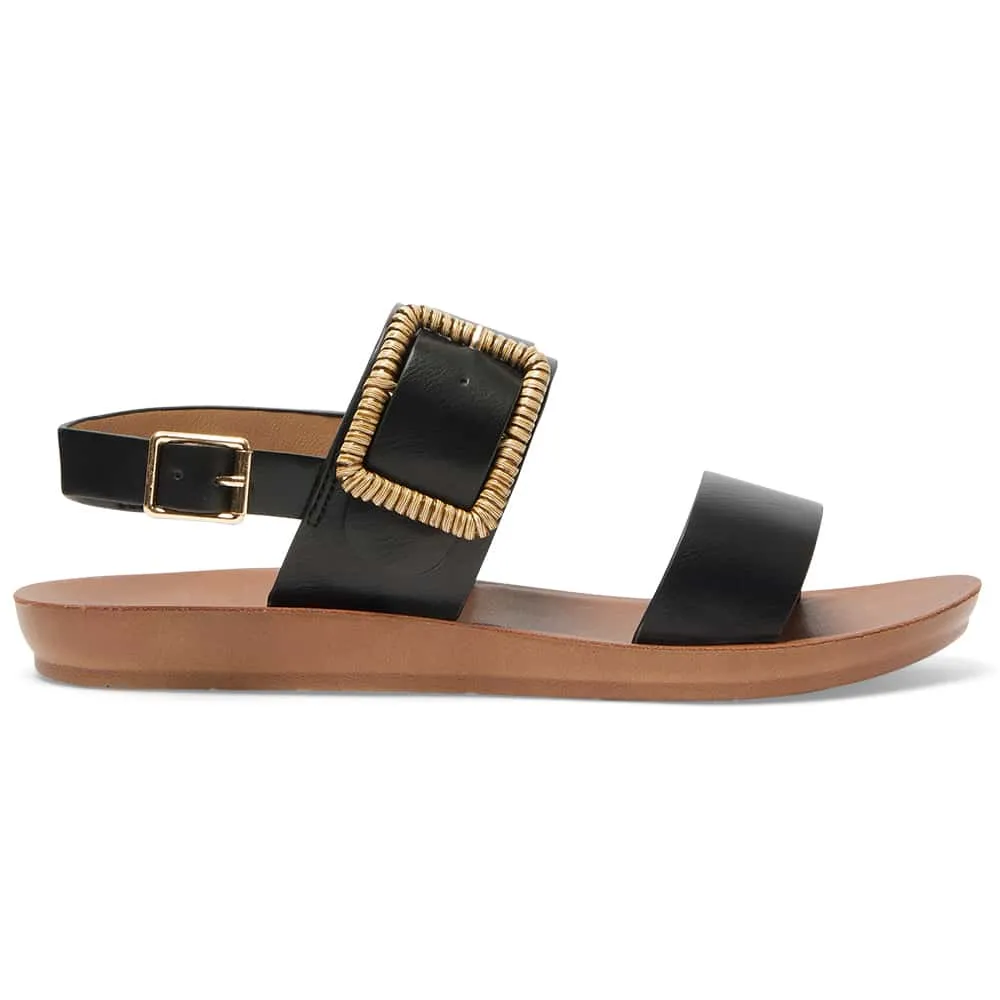 Grand Sandal in Black Smooth