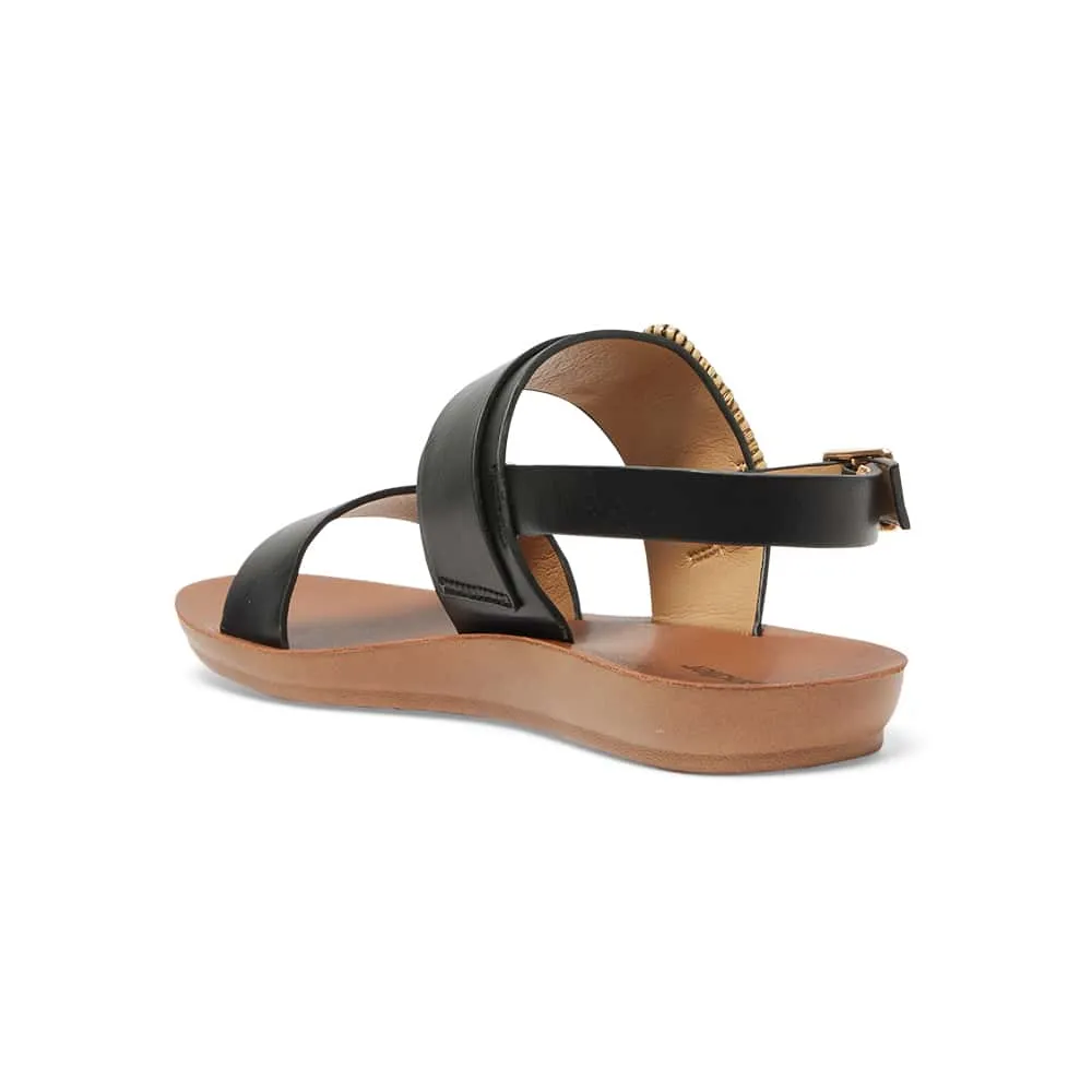Grand Sandal in Black Smooth