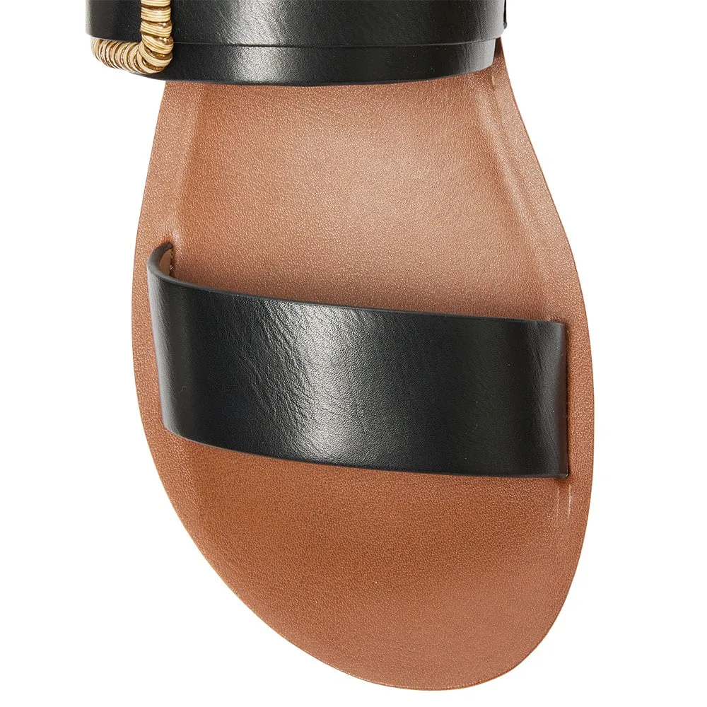 Grand Sandal in Black Smooth