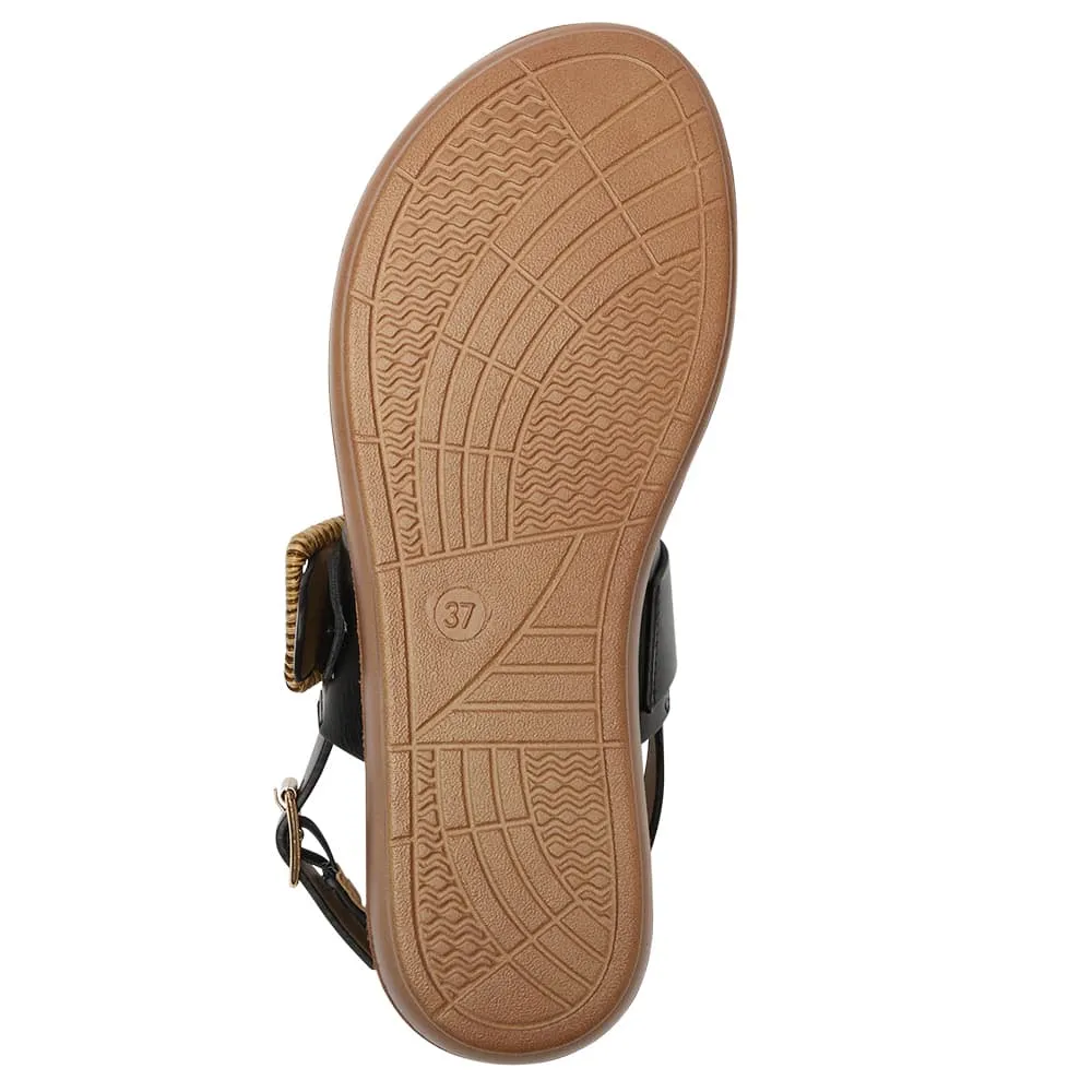 Grand Sandal in Black Smooth