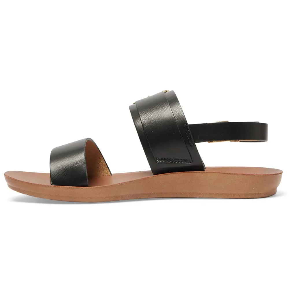 Grand Sandal in Black Smooth