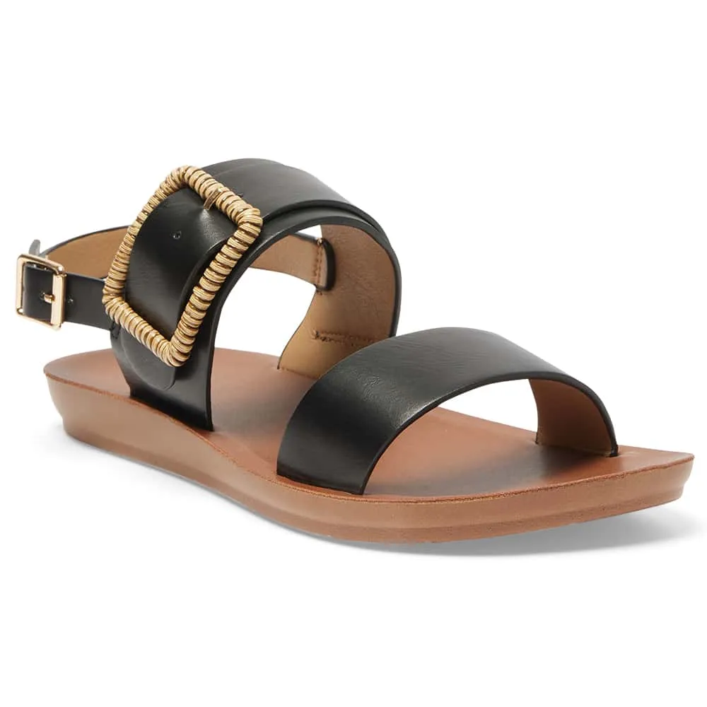 Grand Sandal in Black Smooth