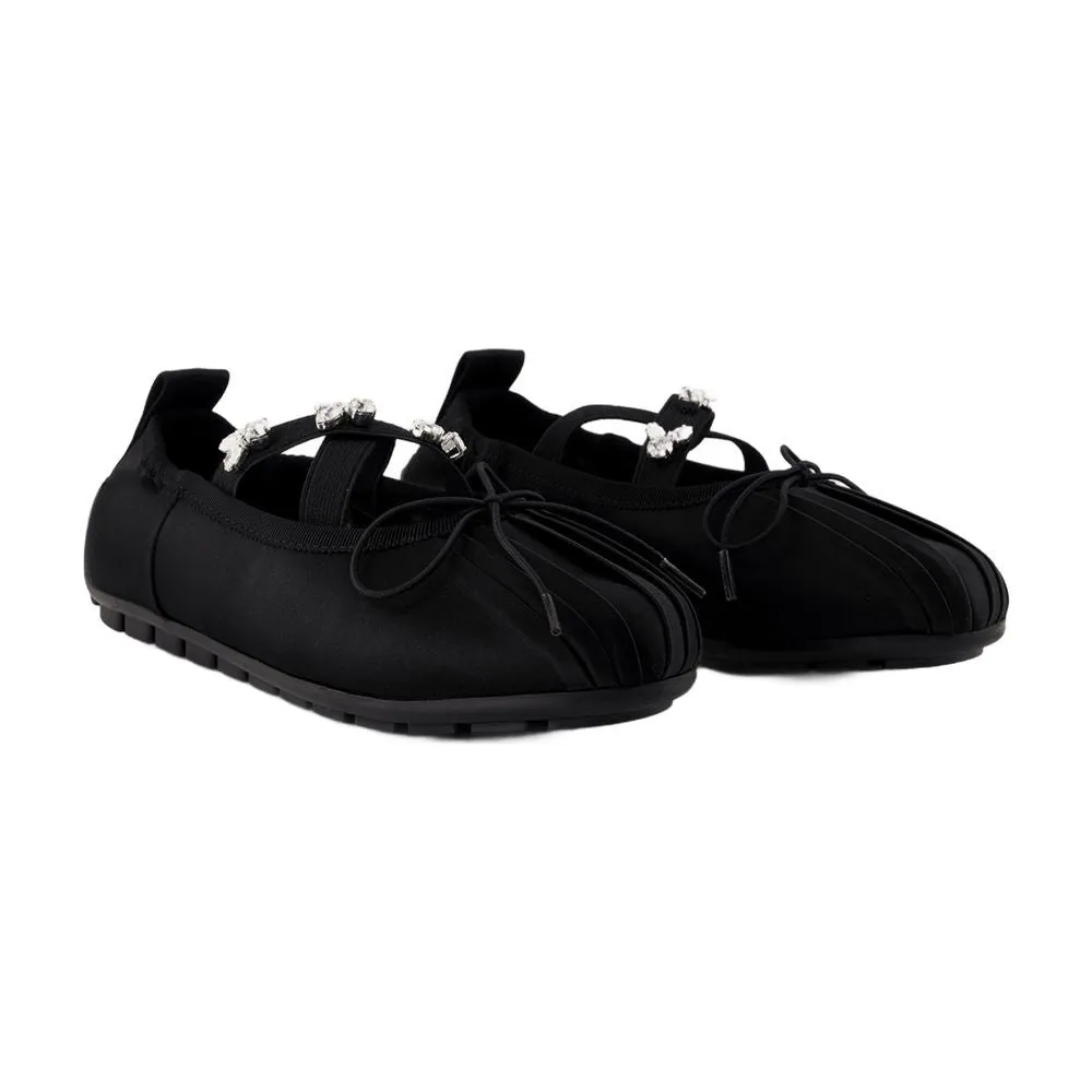 Grip Ballerinas - Satin - Black
