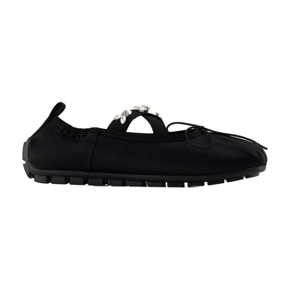 Grip Ballerinas - Satin - Black