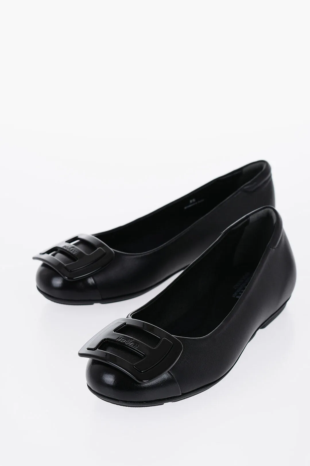 Hogan Leather Ballet Flats With Maxi Plaque