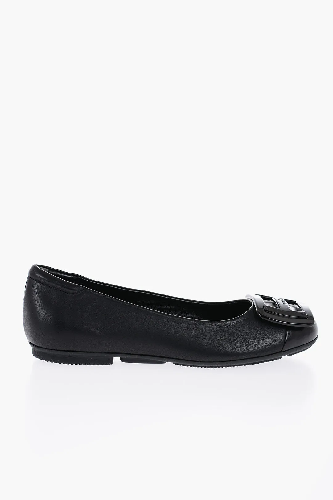 Hogan Leather Ballet Flats With Maxi Plaque