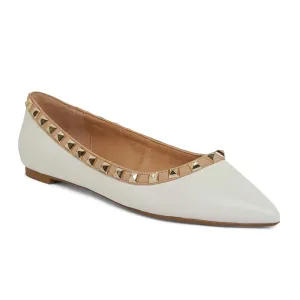 Iggy Flat in White Leather