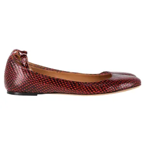 Isabel Marant Etoile Lili Python-Effect Ballet Flats in Red Leather