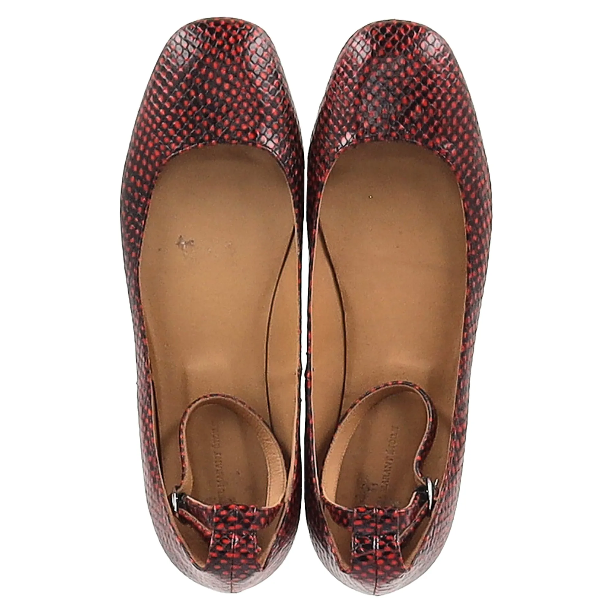 Isabel Marant Etoile Lili Python-Effect Ballet Flats in Red Leather