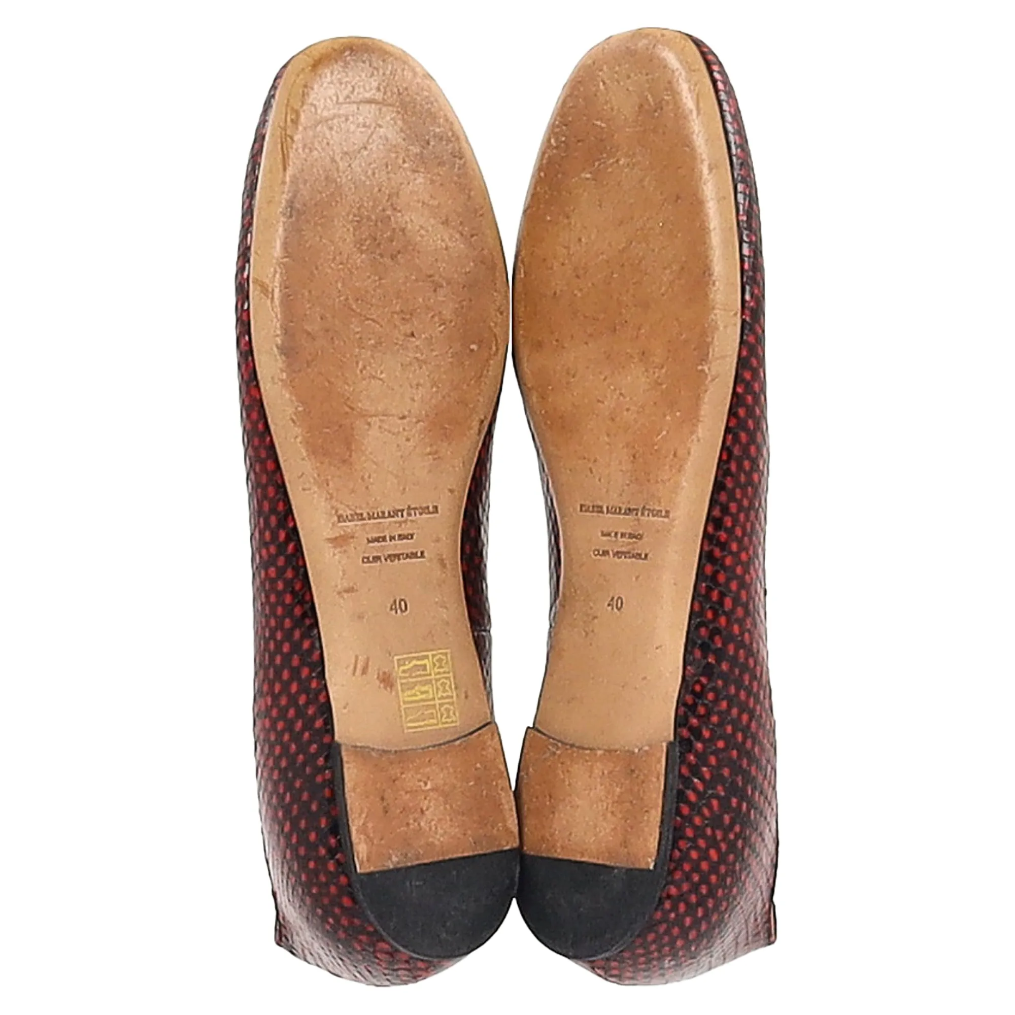 Isabel Marant Etoile Lili Python-Effect Ballet Flats in Red Leather
