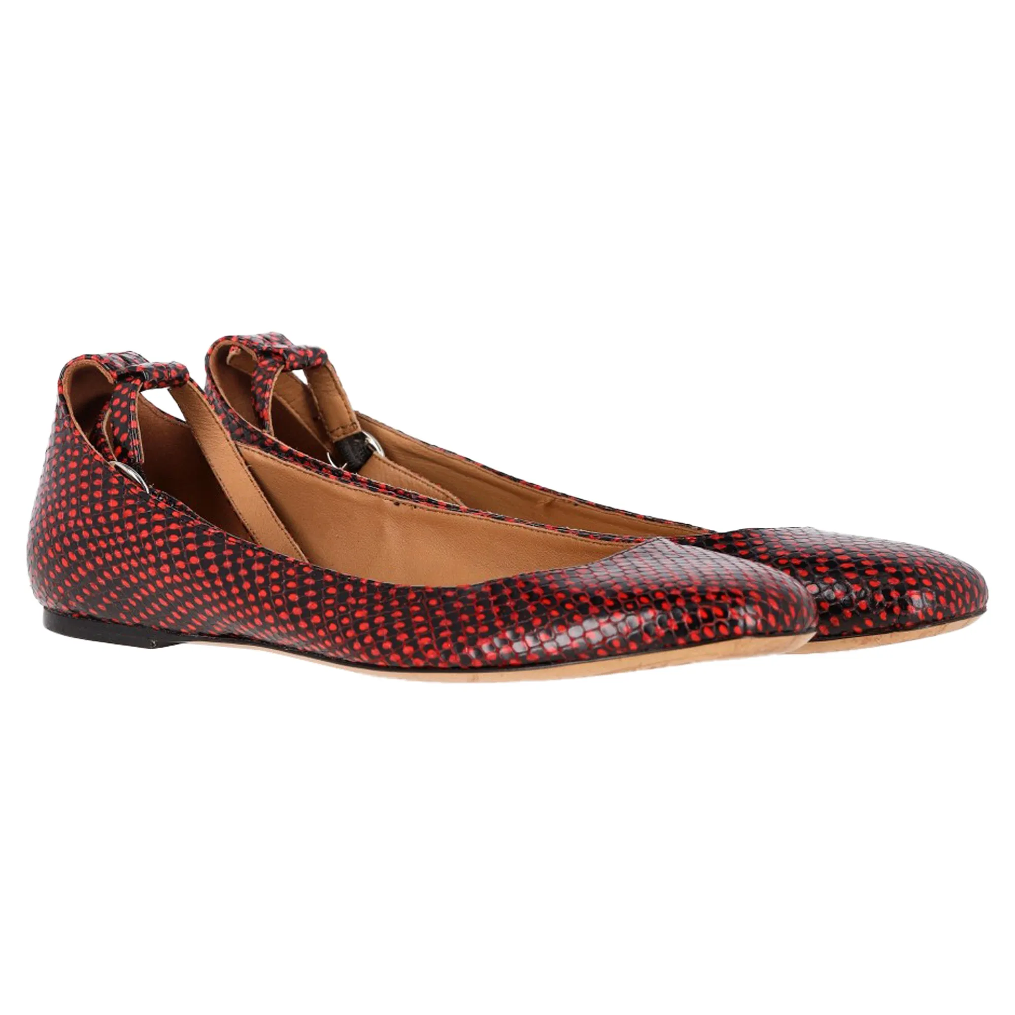 Isabel Marant Etoile Lili Python-Effect Ballet Flats in Red Leather