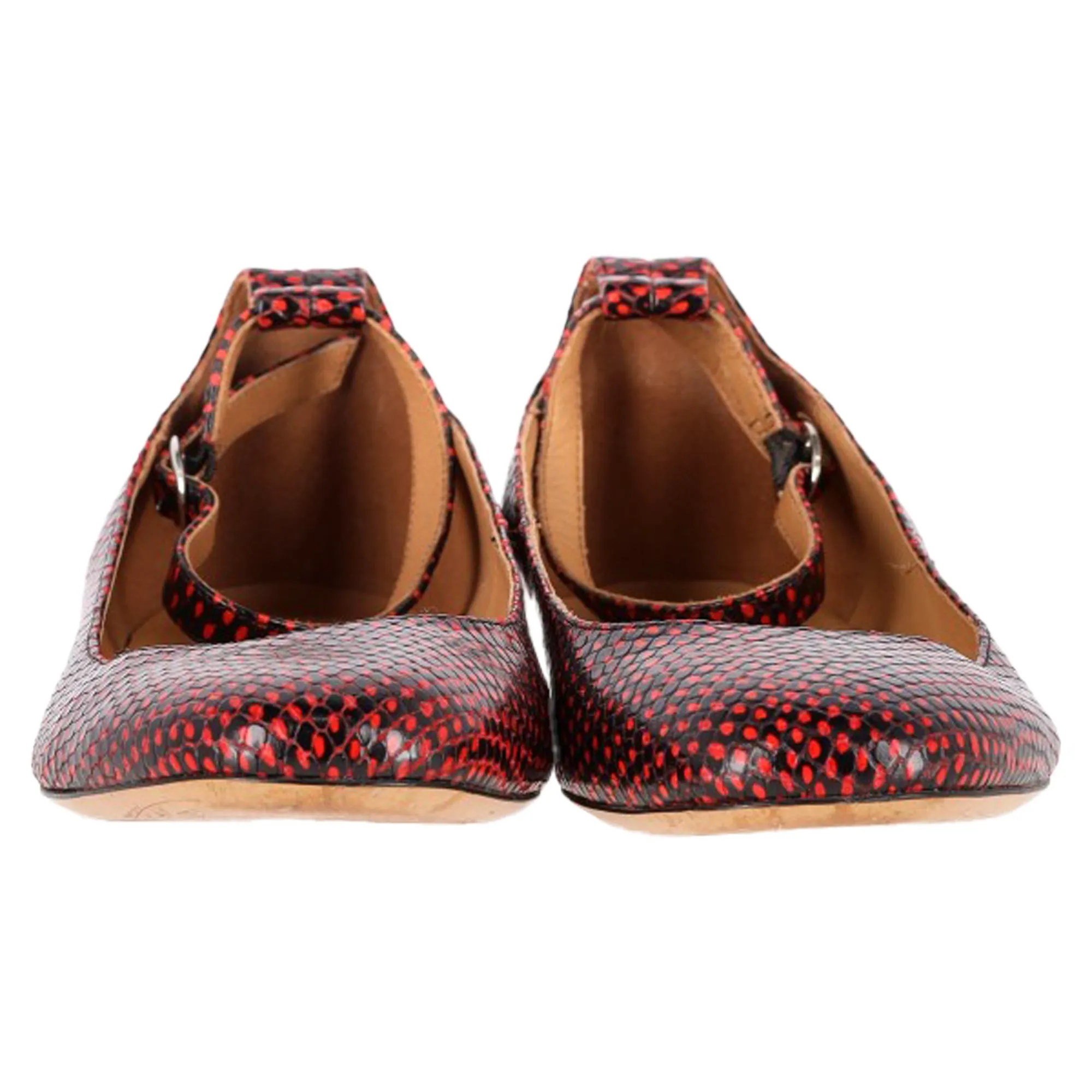 Isabel Marant Etoile Lili Python-Effect Ballet Flats in Red Leather