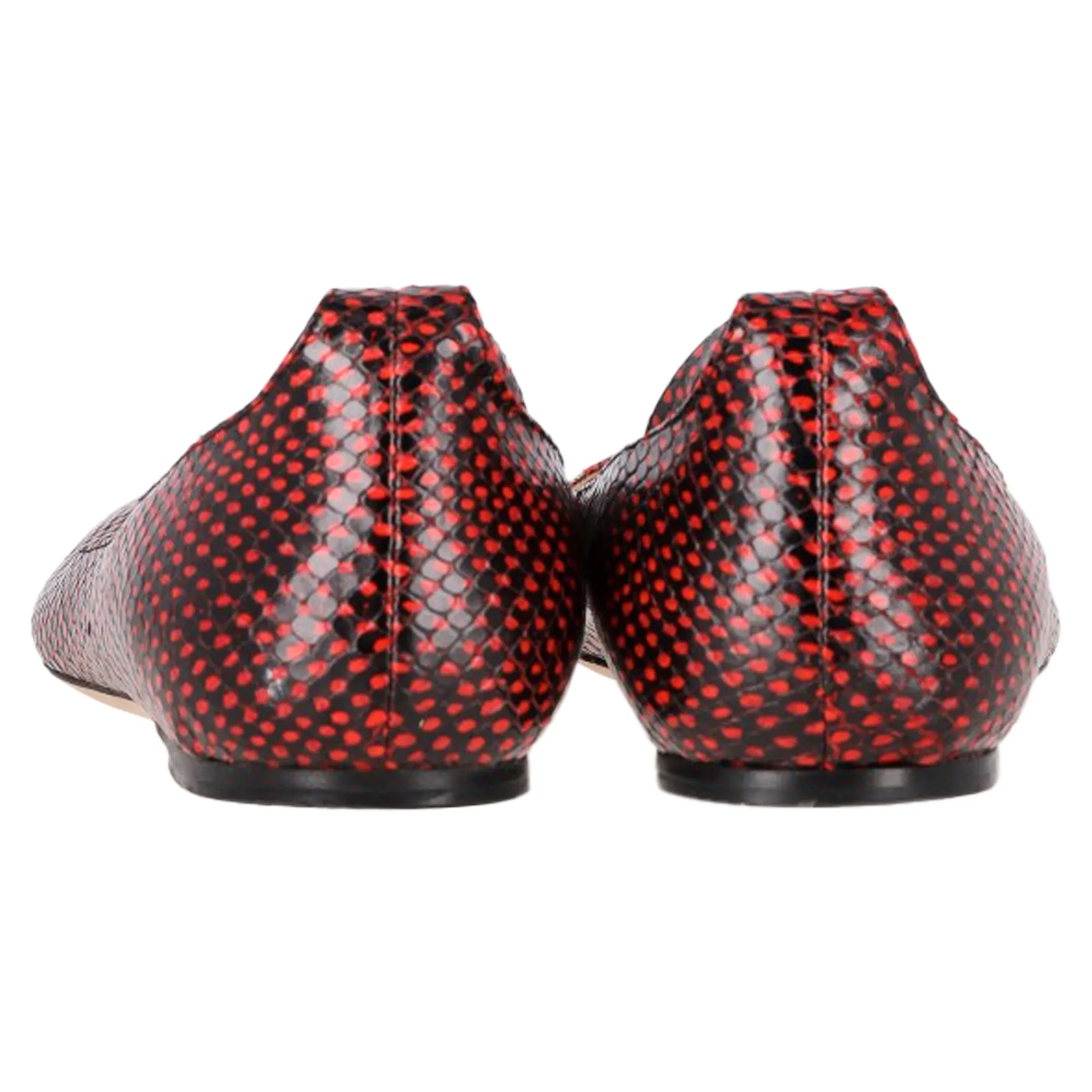 Isabel Marant Etoile Lili Python-Effect Ballet Flats in Red Leather