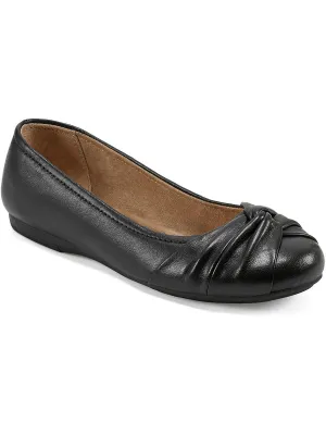 Jacci Womens Leather Slip-On Ballet Flats