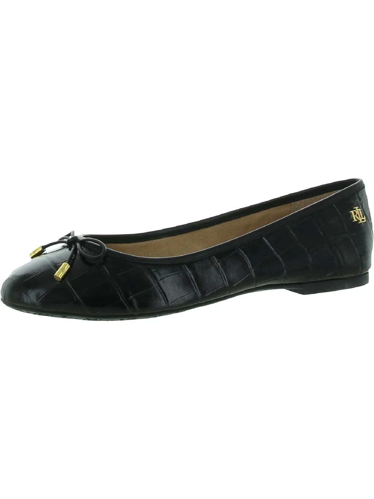 Jayna Womens Leather Round Toe Ballet Flats