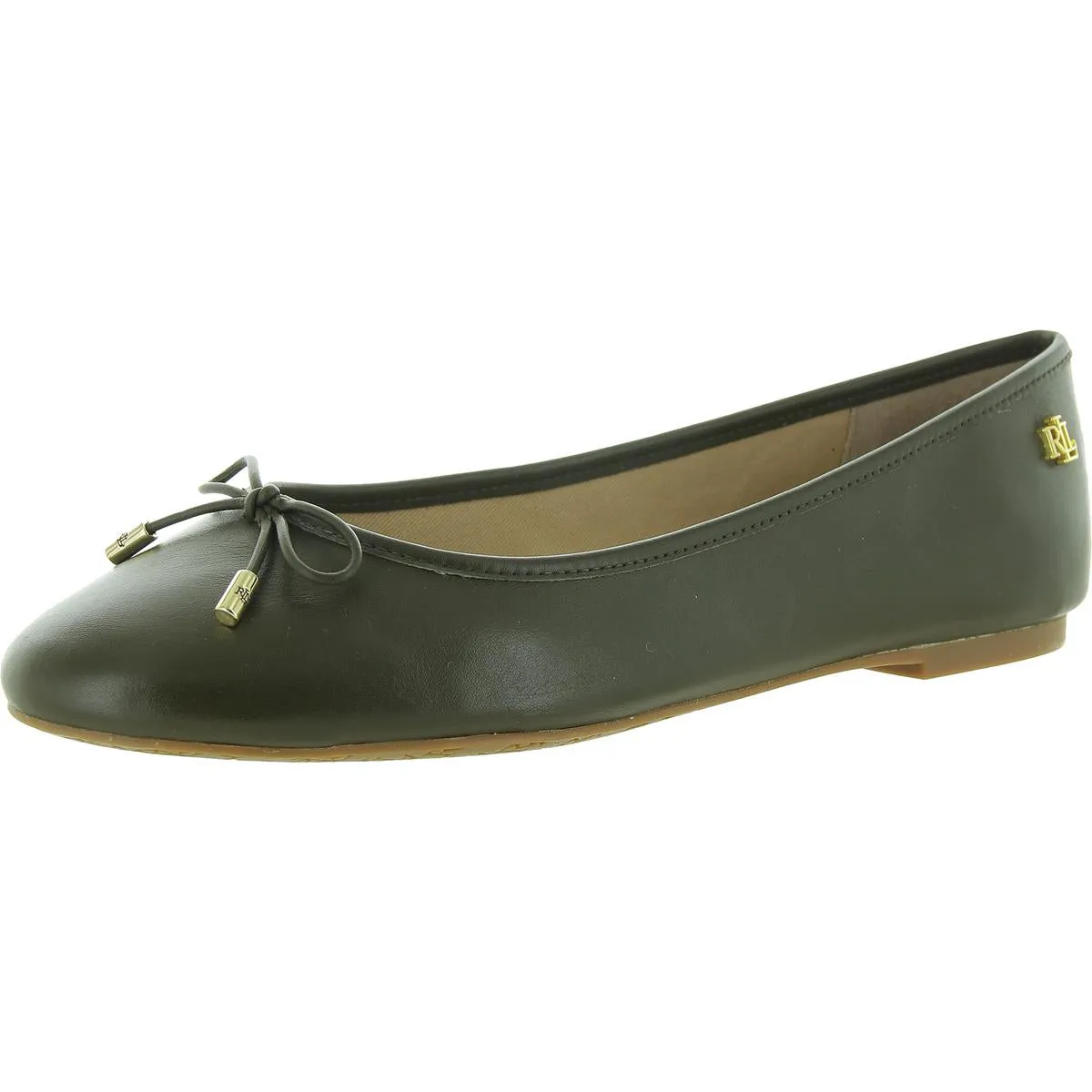 Jayna Womens Leather Round Toe Ballet Flats