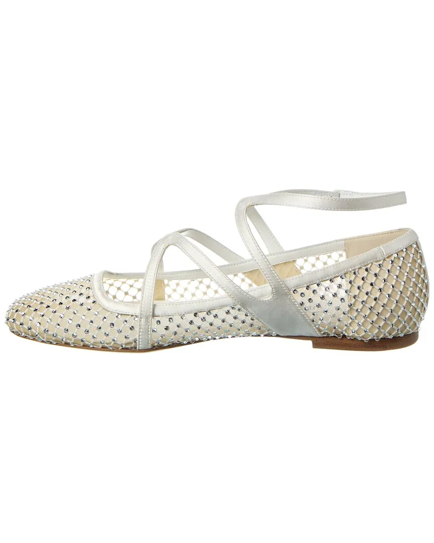 Jimmy Choo Astoria Leather-Trim Flat