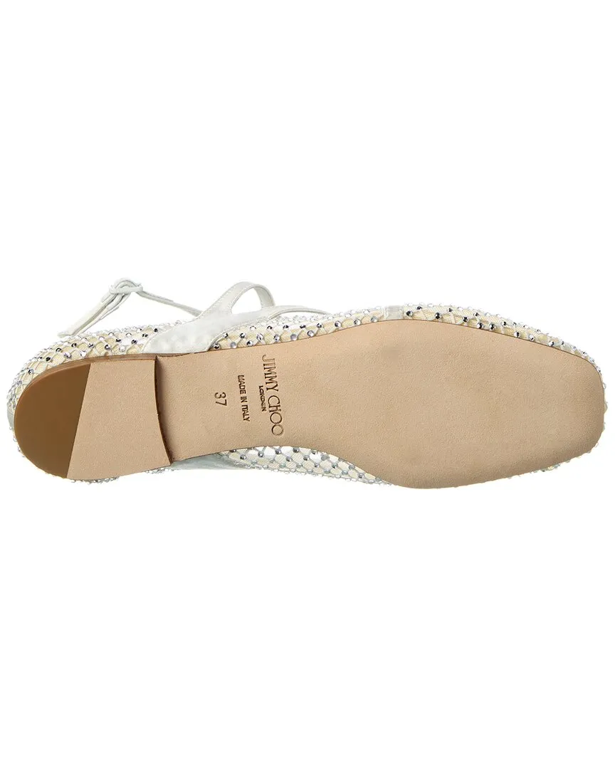 Jimmy Choo Astoria Leather-Trim Flat