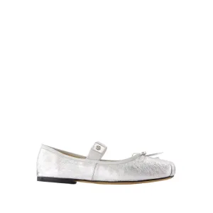 Jolie Flat Shoes - Leather - Silver