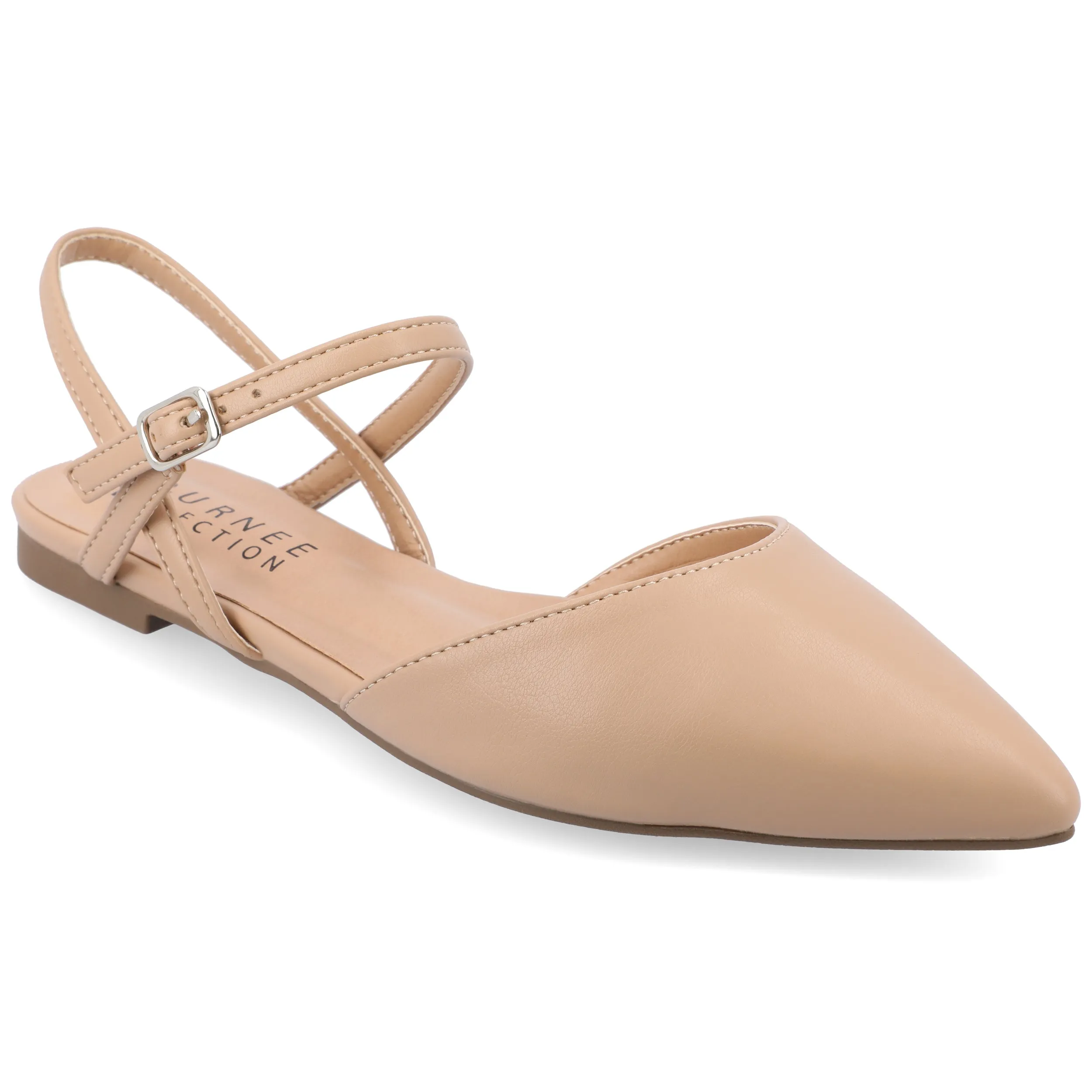 Journee Collection Women's Martine Narrow Width SuperNatural Shades Buckle Pointed Toe Flats