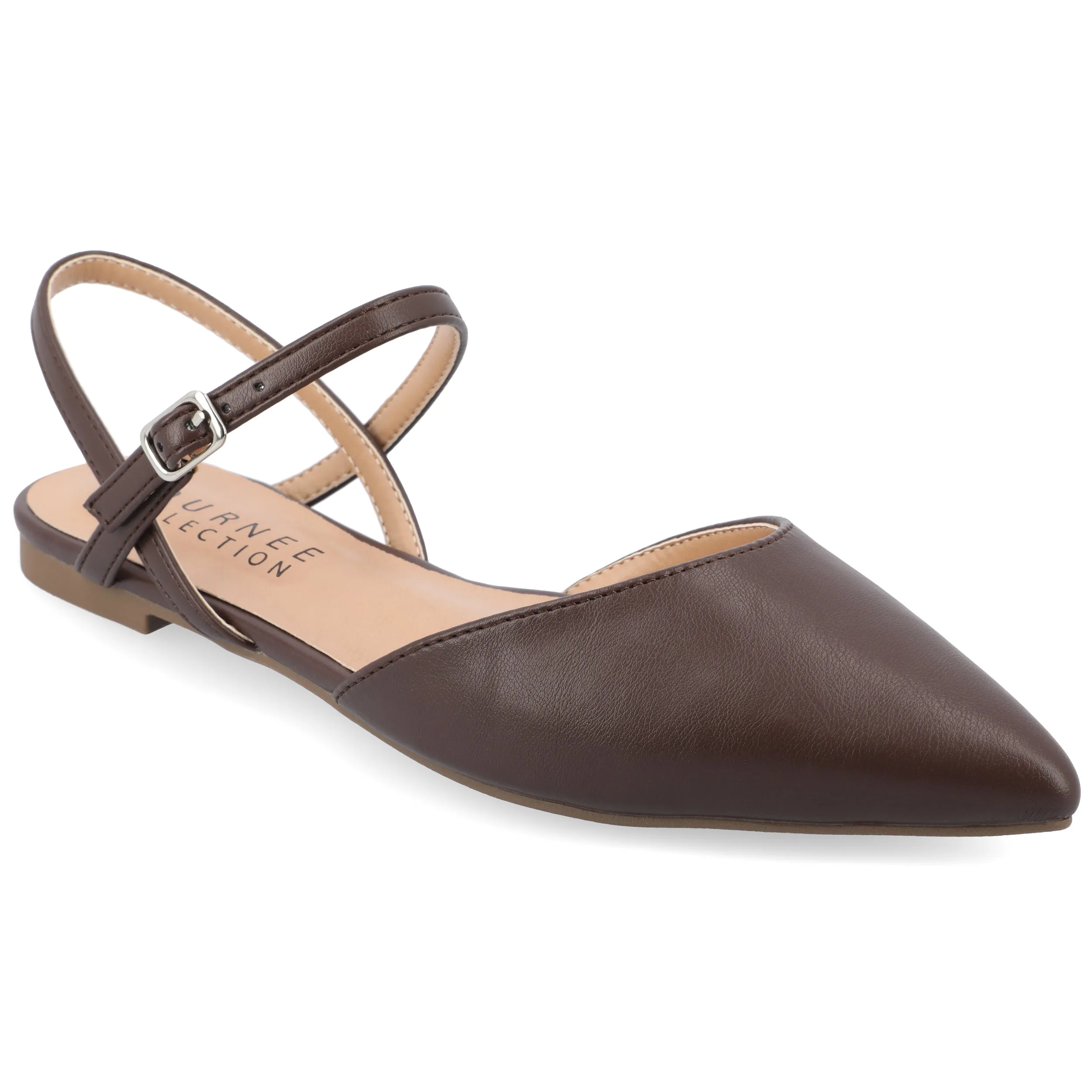 Journee Collection Women's Martine Narrow Width SuperNatural Shades Buckle Pointed Toe Flats