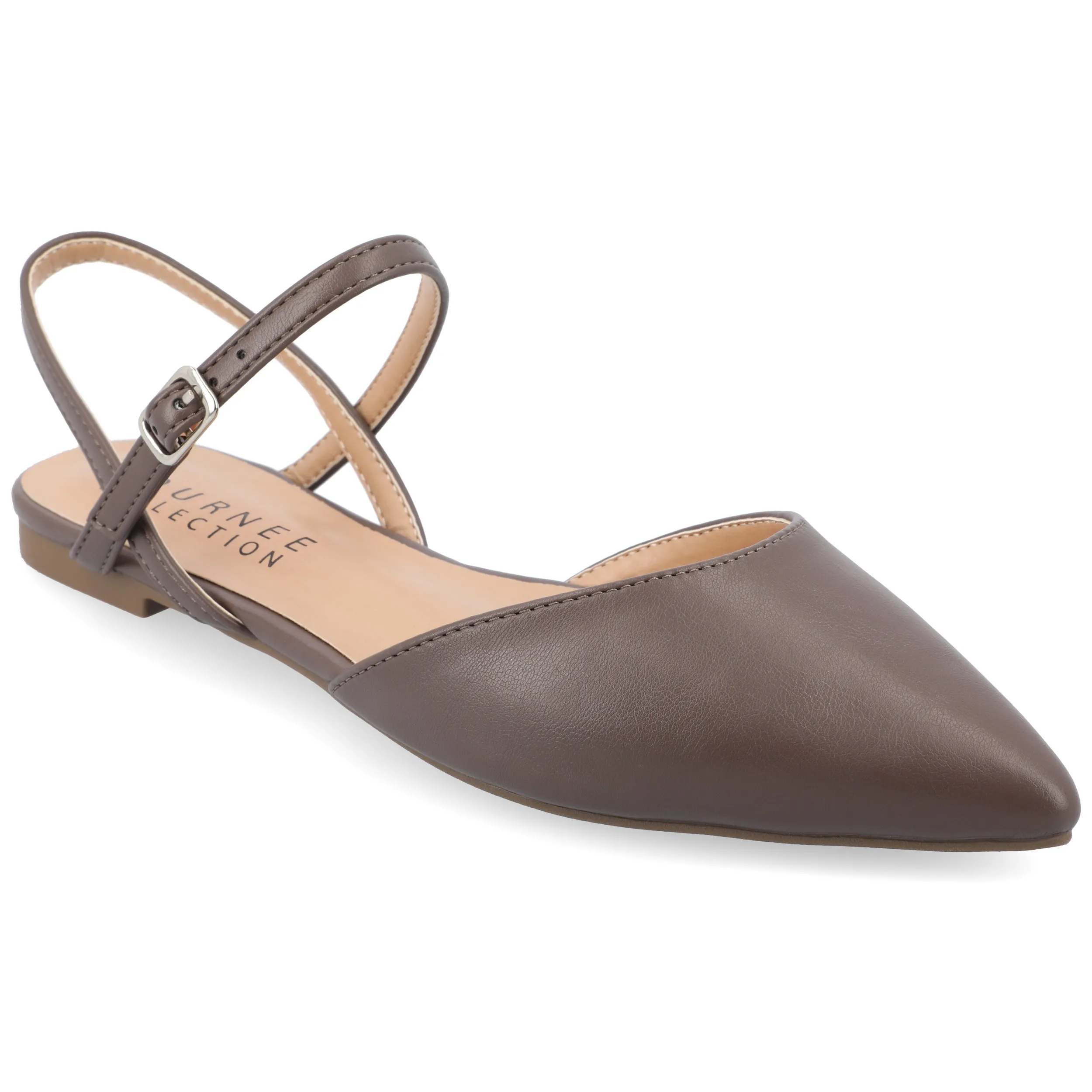 Journee Collection Women's Martine Narrow Width SuperNatural Shades Buckle Pointed Toe Flats