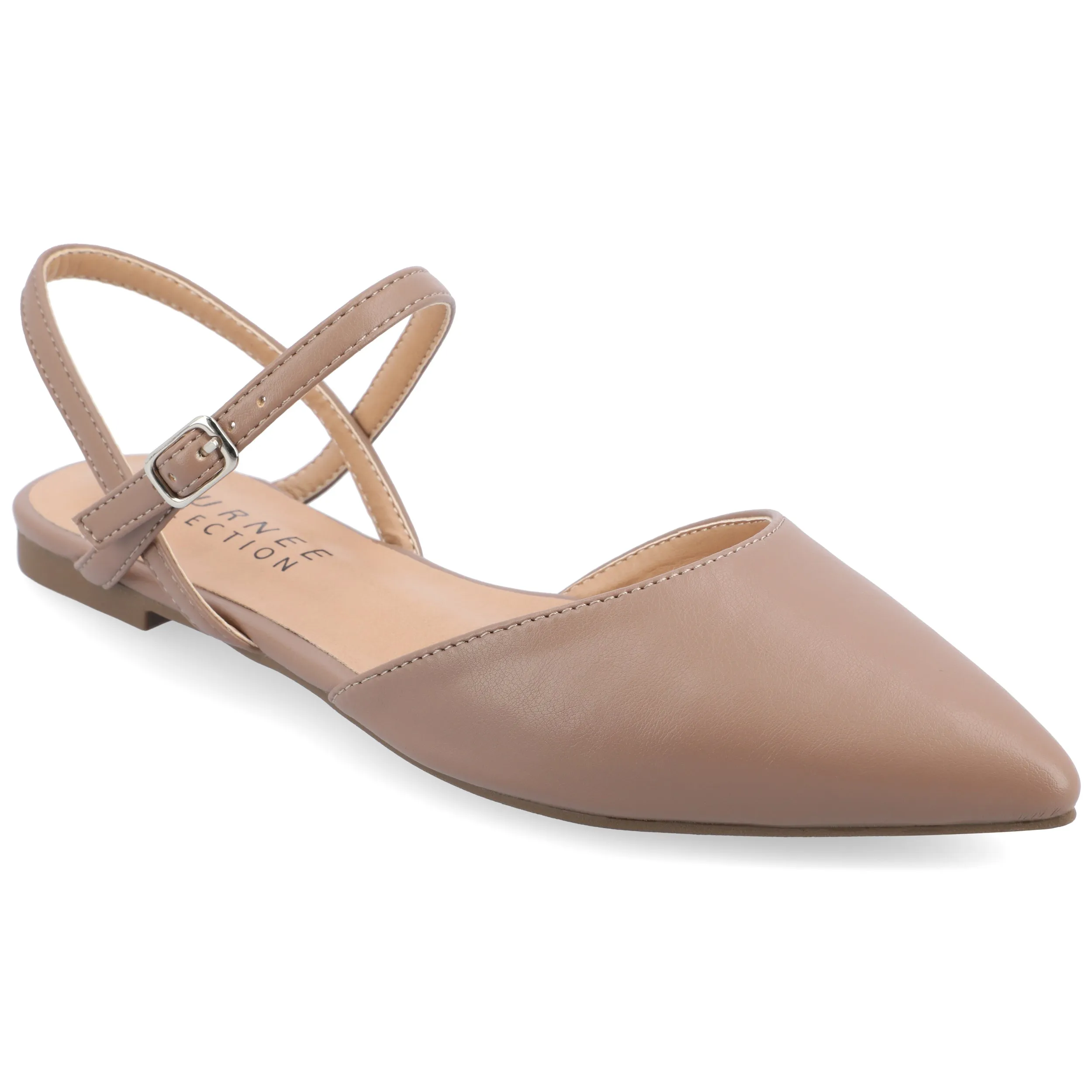 Journee Collection Women's Martine Narrow Width SuperNatural Shades Buckle Pointed Toe Flats