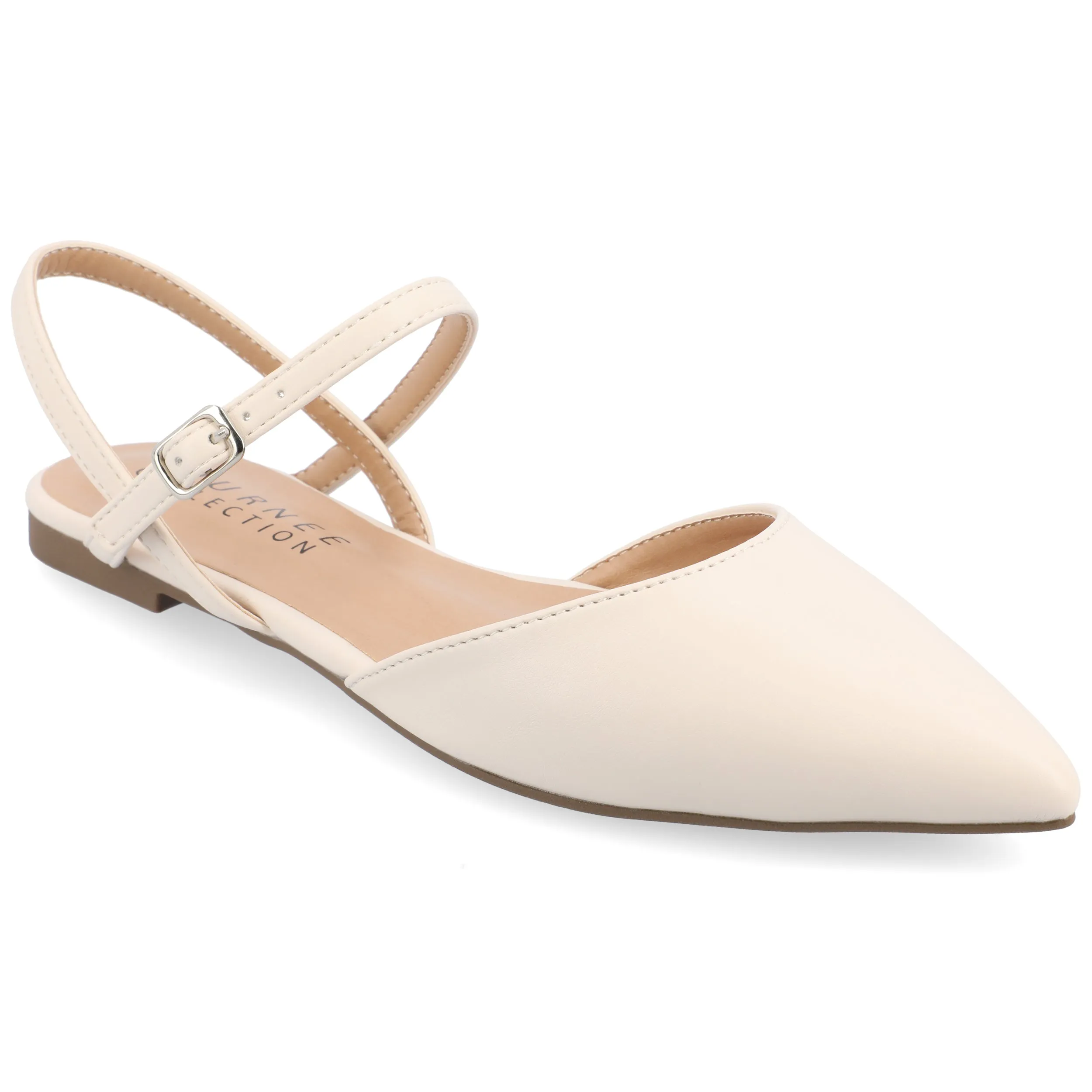 Journee Collection Women's Martine Narrow Width SuperNatural Shades Buckle Pointed Toe Flats