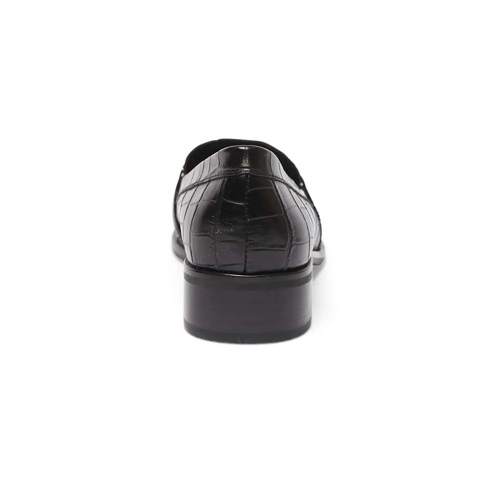 Kate Loafer in Black Croc Leather
