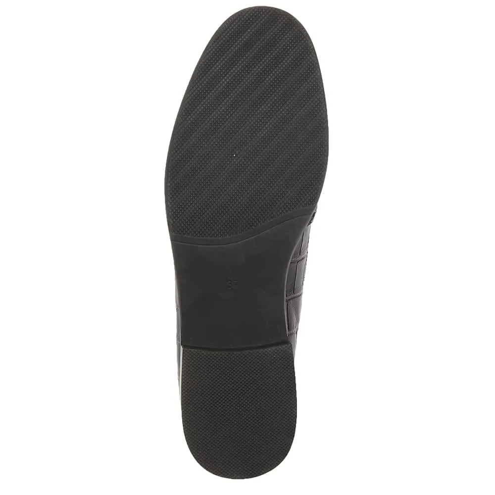 Kate Loafer in Black Croc Leather