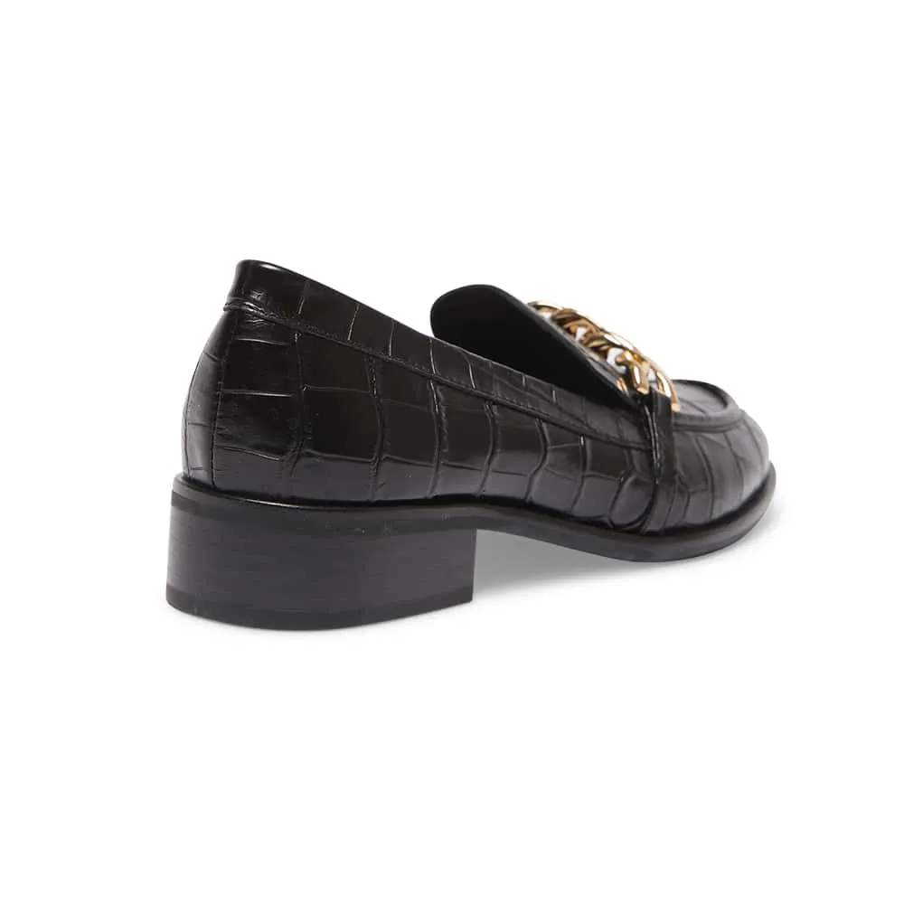 Kate Loafer in Black Croc Leather