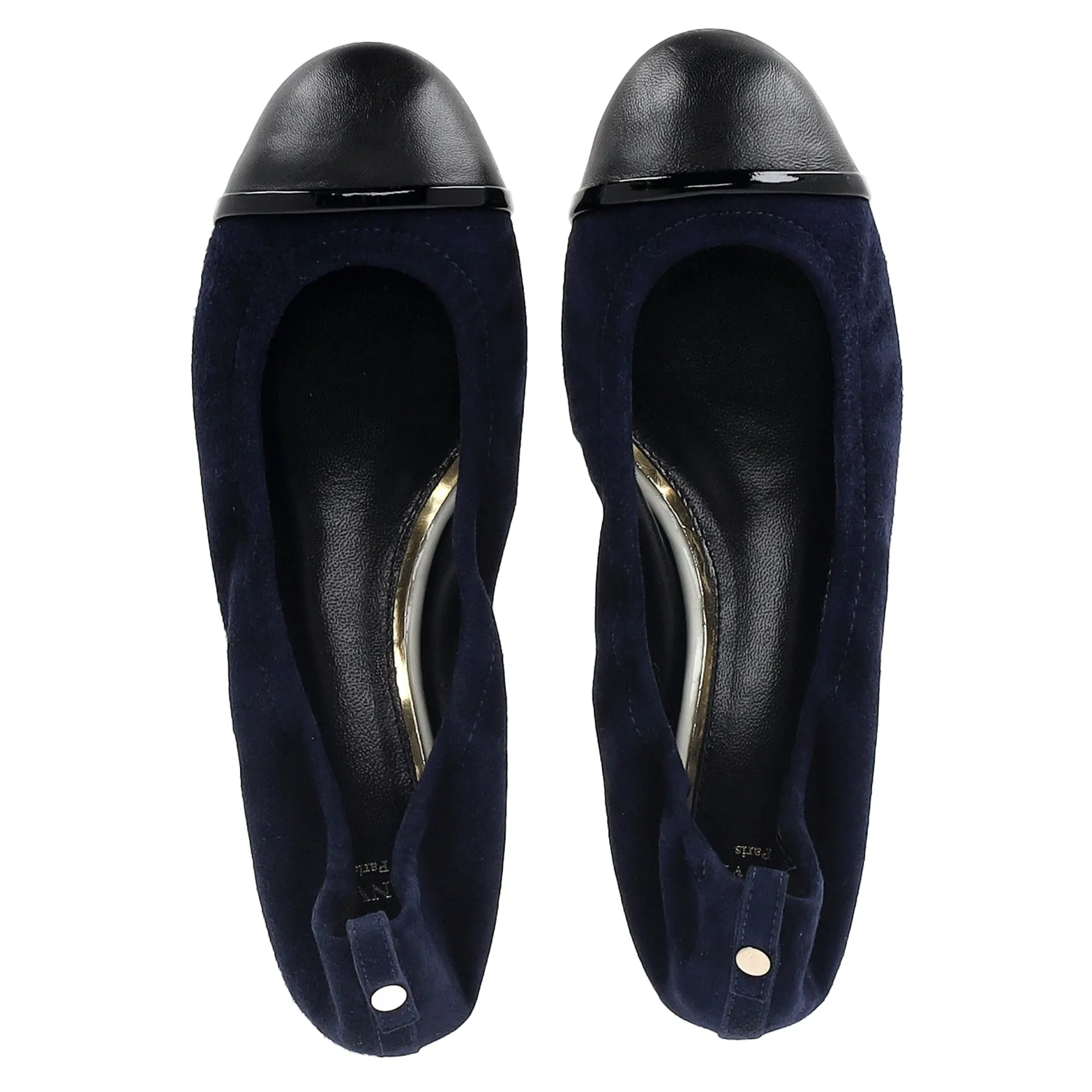 Lanvin Cap Toe Ballet Flats in Navy Blue Suede