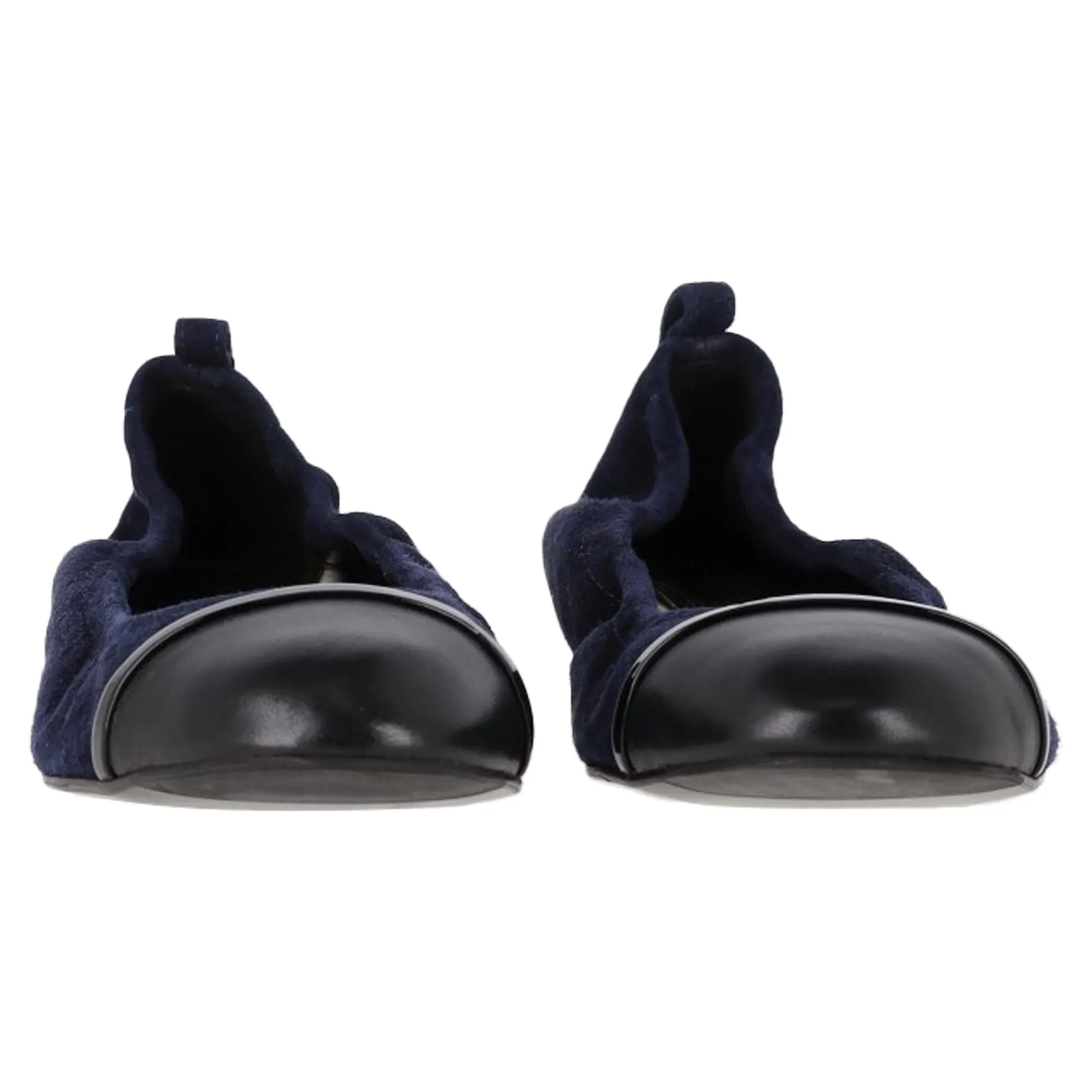 Lanvin Cap Toe Ballet Flats in Navy Blue Suede