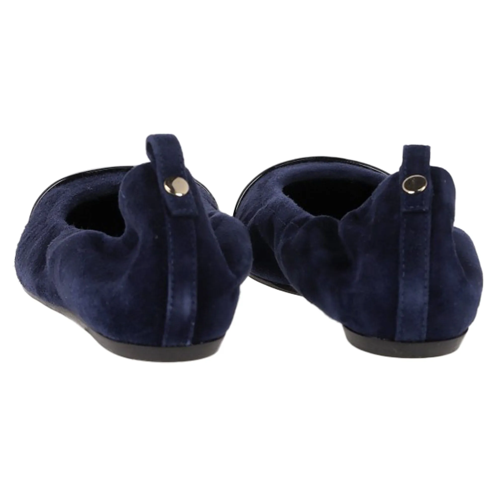 Lanvin Cap Toe Ballet Flats in Navy Blue Suede