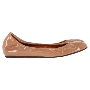 Lanvin Round-Toe Ballet Flats in Brown Patent Leather