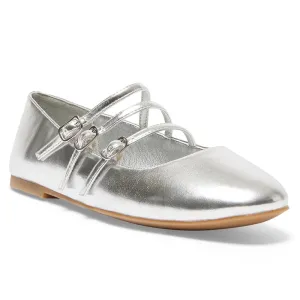 Leah Flat in Silver Metallic