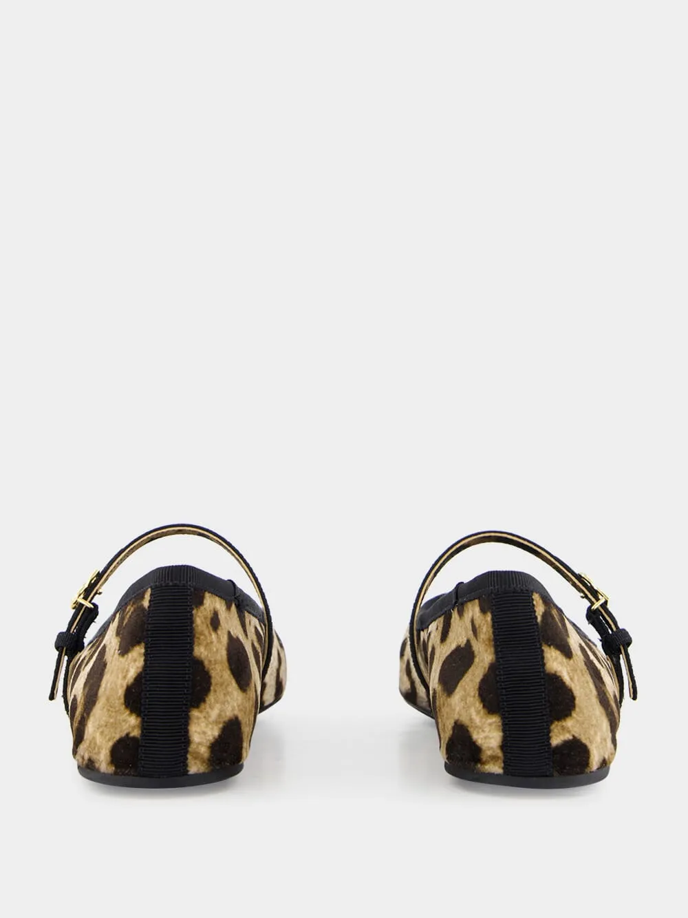 Leopard-Print Velvet Ballet Flats with DG Logo