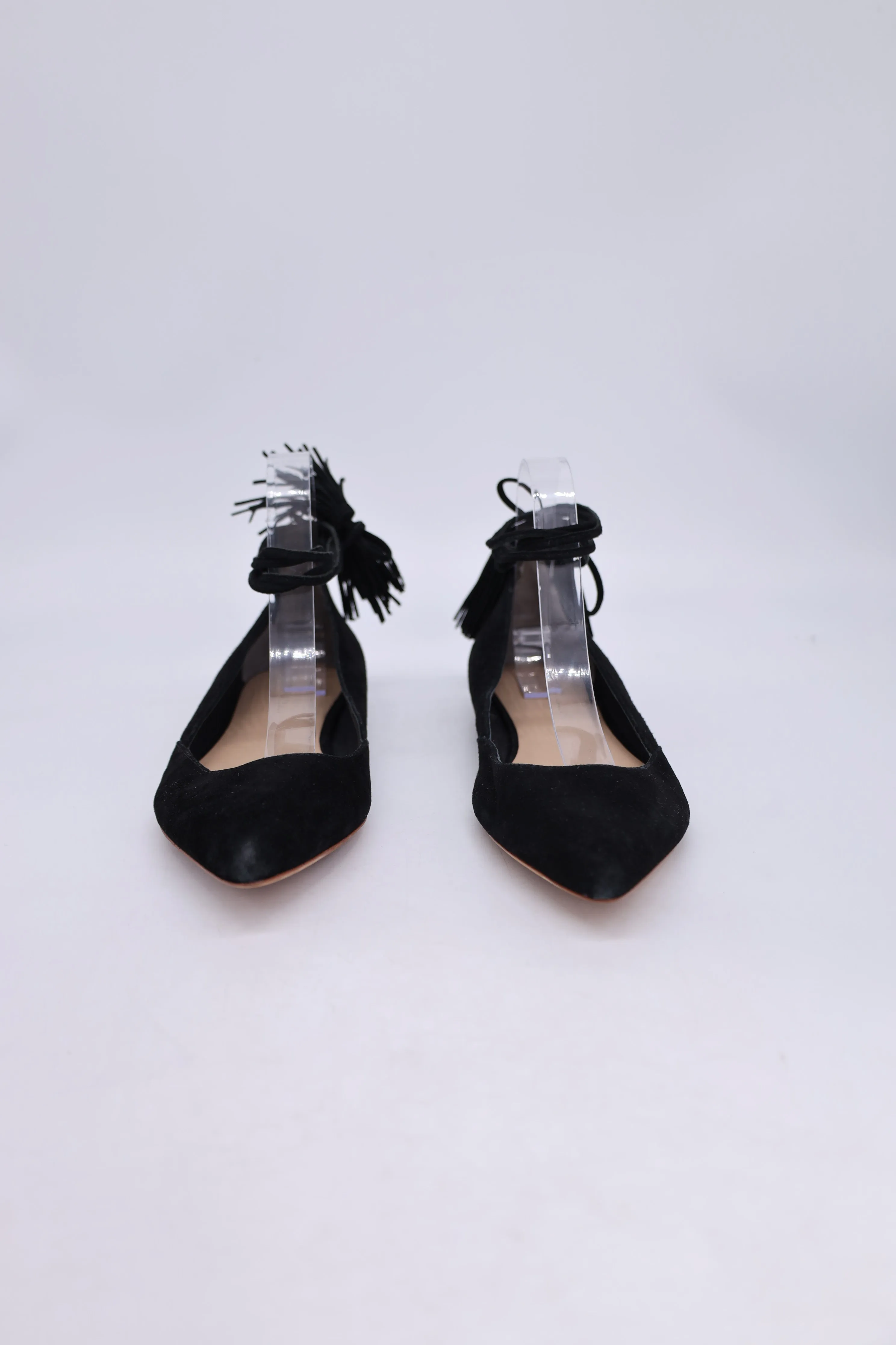 Loeffler Randall Tassel Accents D'Orsay Flats in Black Suede