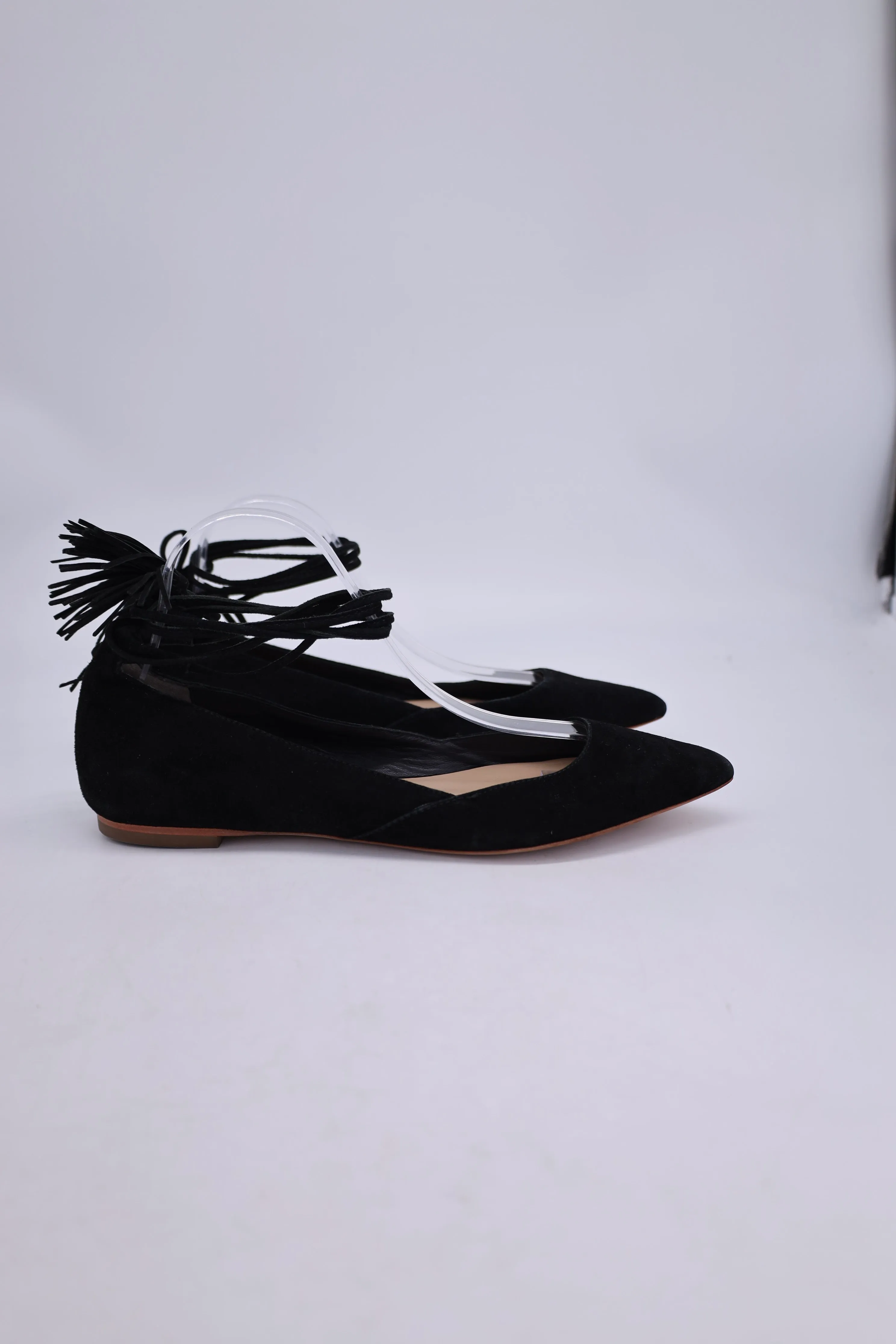 Loeffler Randall Tassel Accents D'Orsay Flats in Black Suede