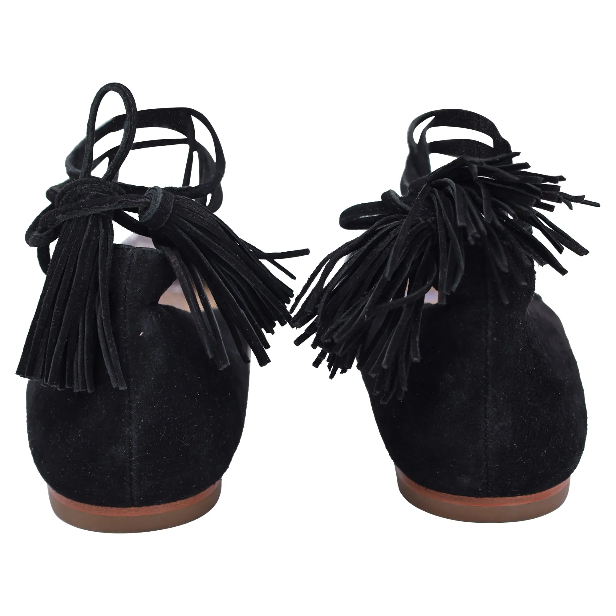 Loeffler Randall Tassel Accents D'Orsay Flats in Black Suede
