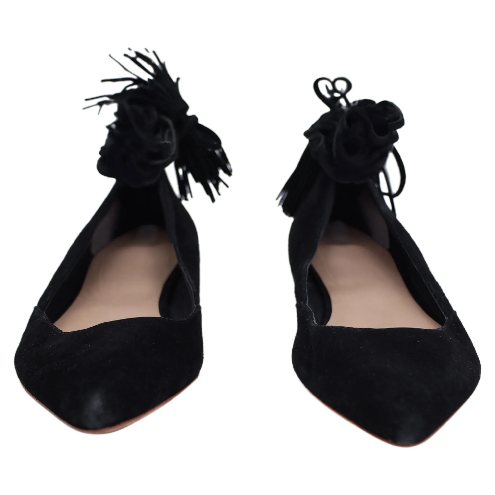 Loeffler Randall Tassel Accents D'Orsay Flats in Black Suede
