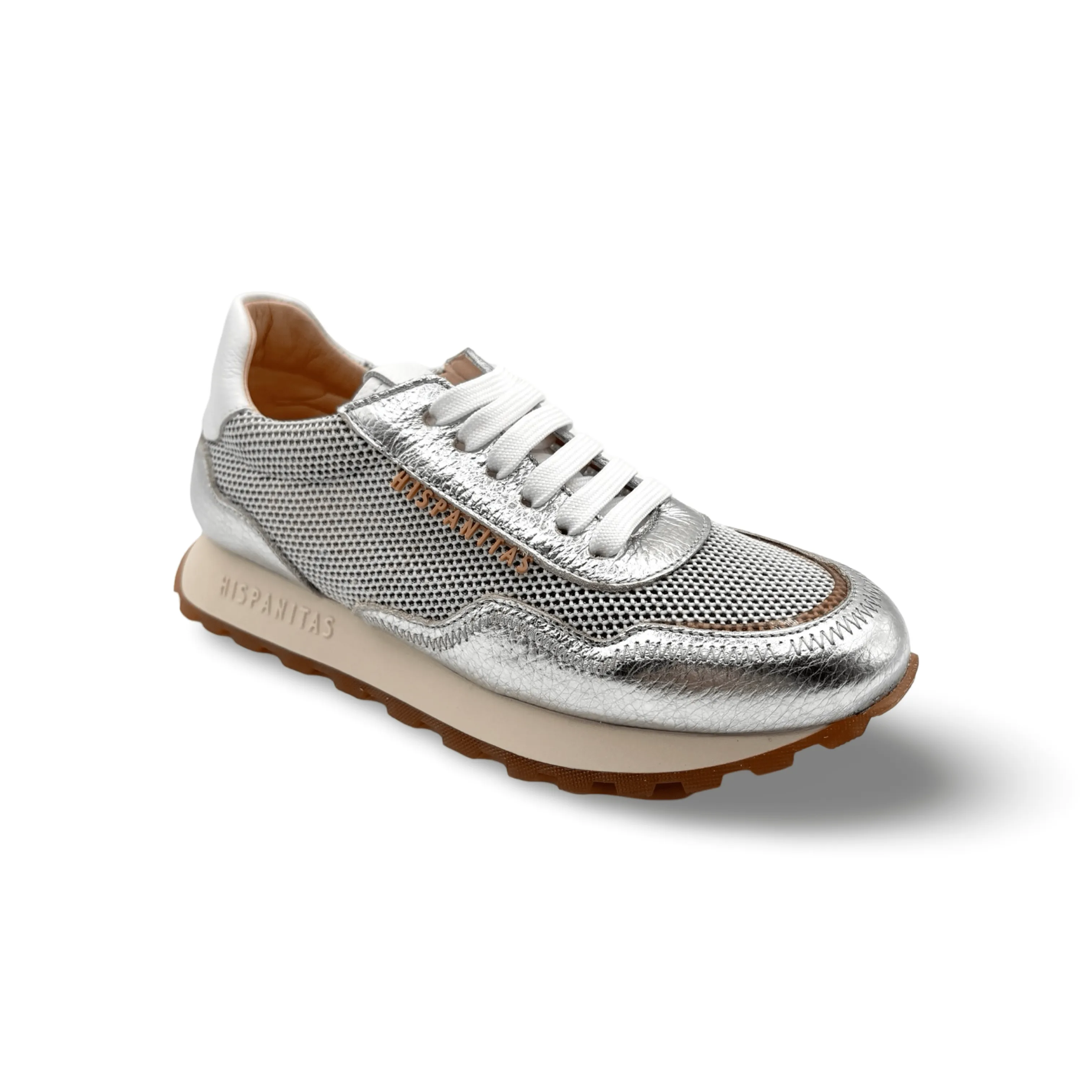 Loira Silver/Off White Lace Up Sneaker