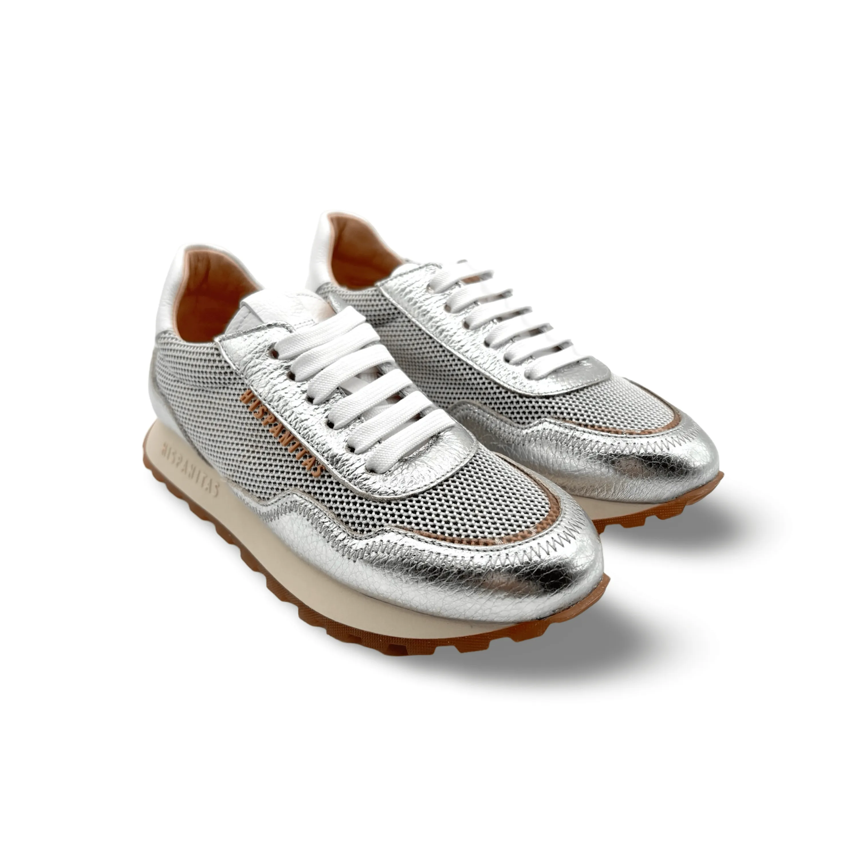 Loira Silver/Off White Lace Up Sneaker
