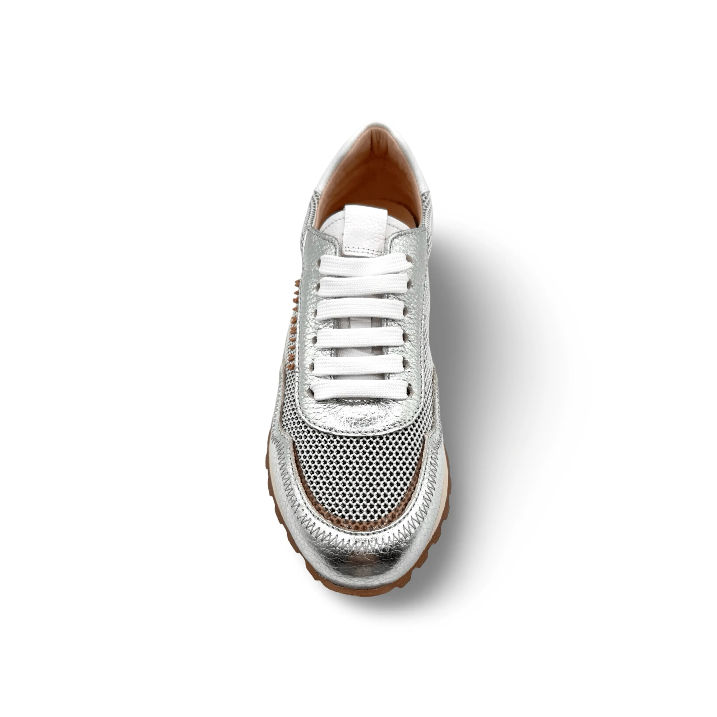Loira Silver/Off White Lace Up Sneaker