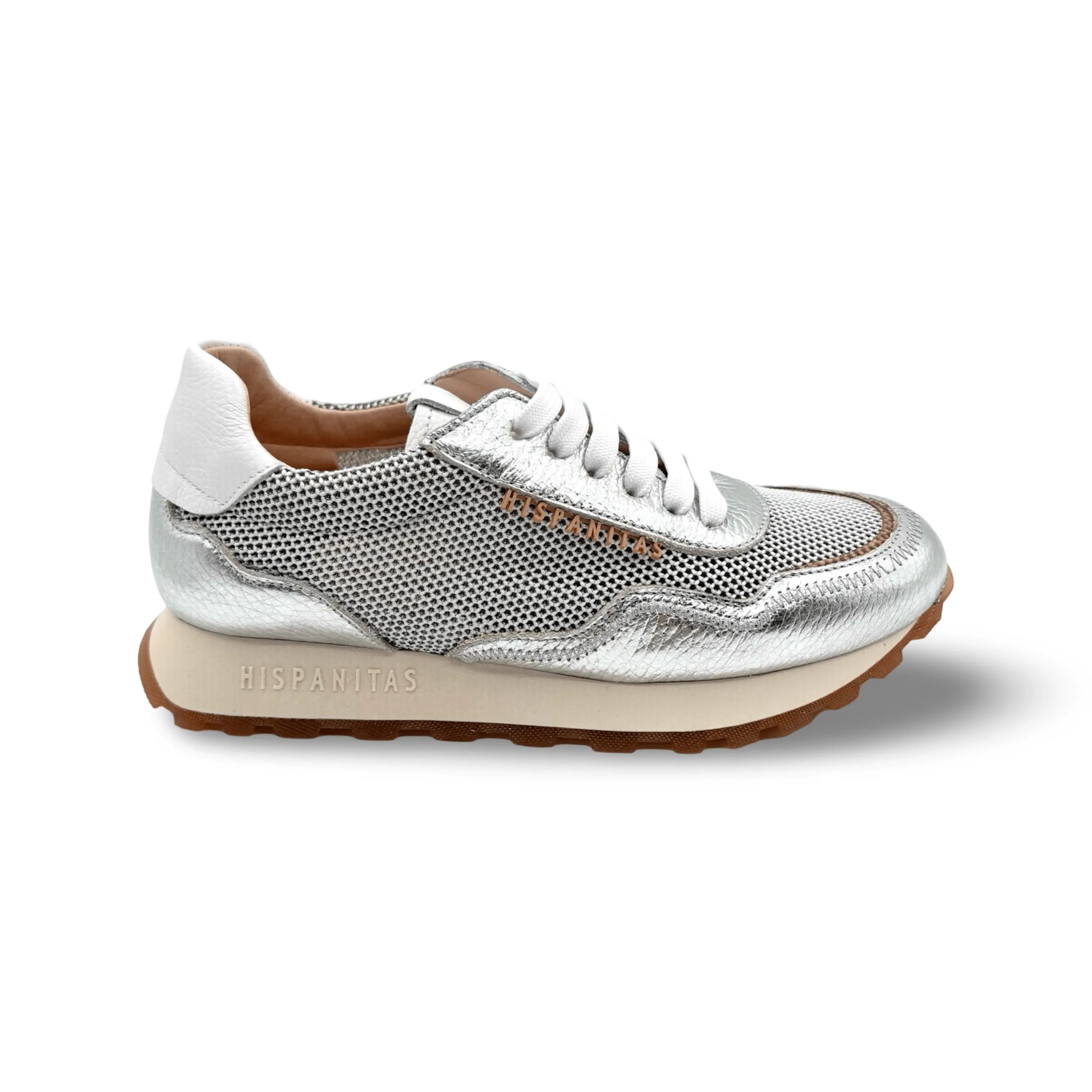 Loira Silver/Off White Lace Up Sneaker