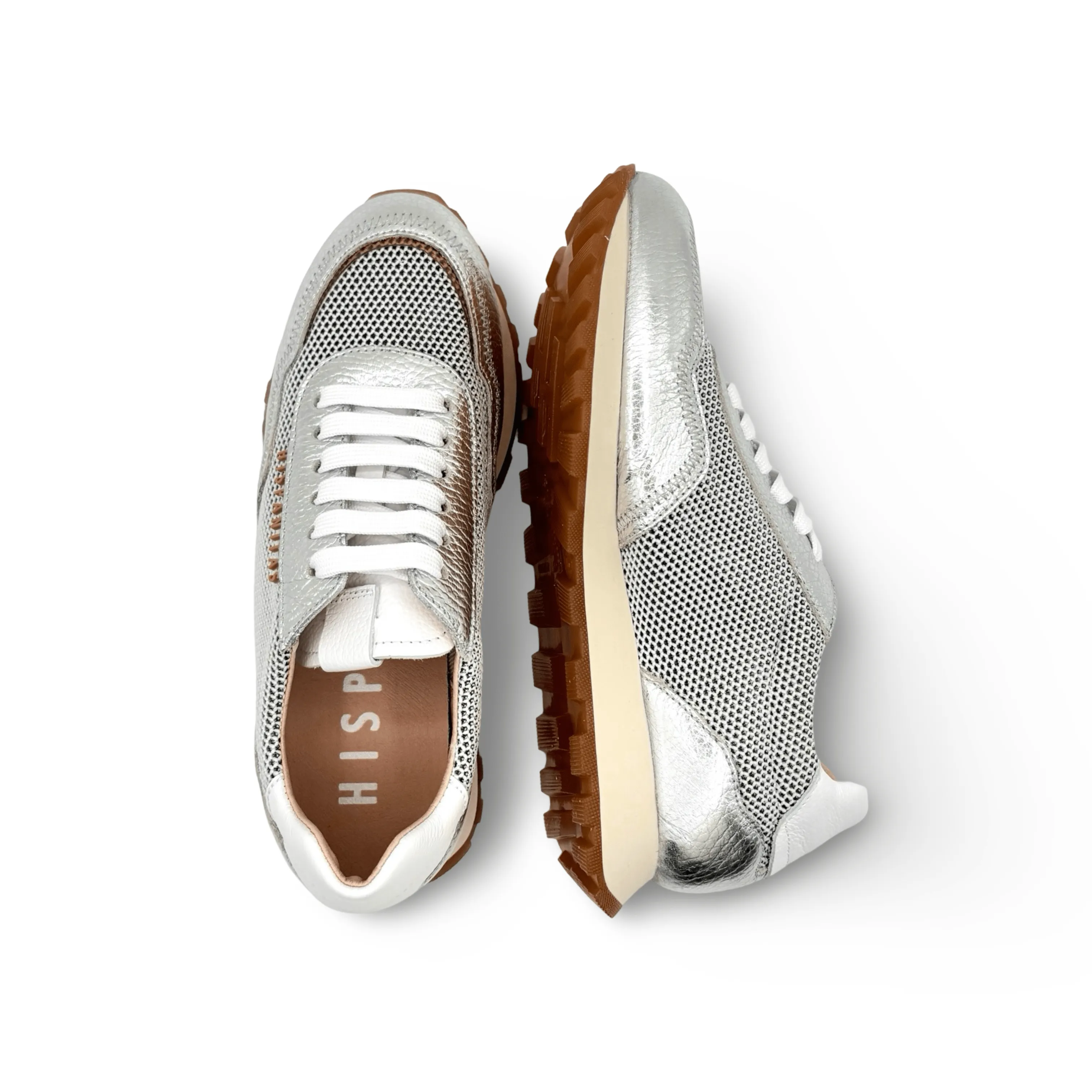 Loira Silver/Off White Lace Up Sneaker