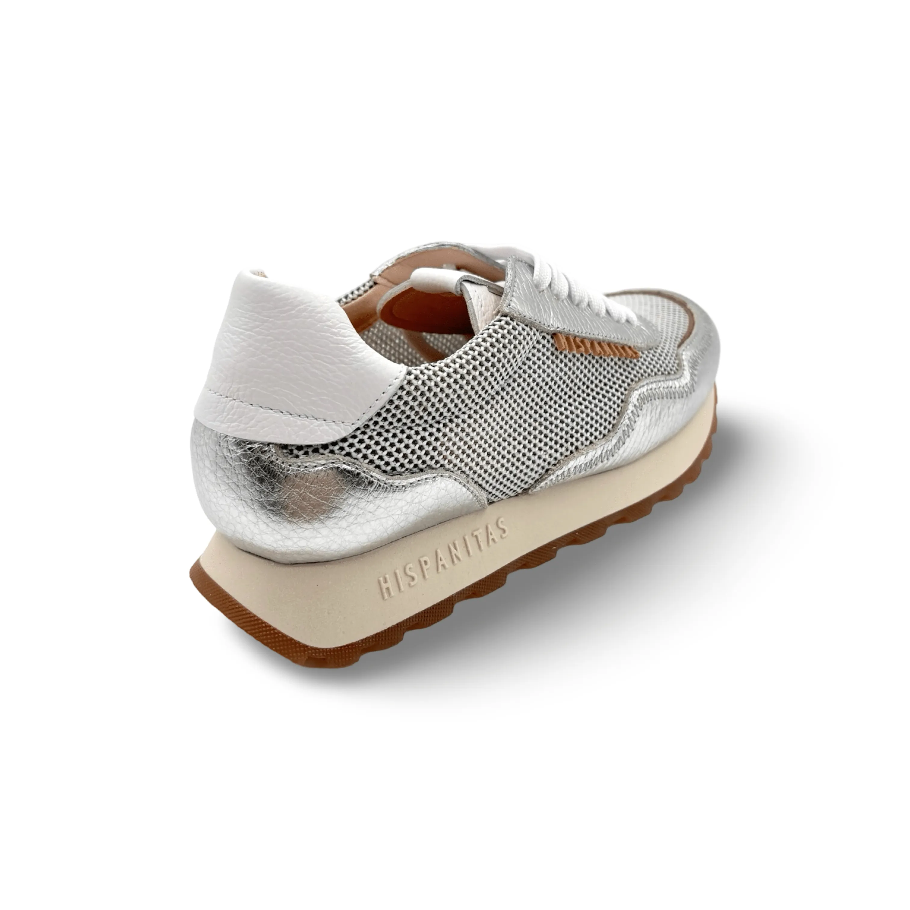 Loira Silver/Off White Lace Up Sneaker