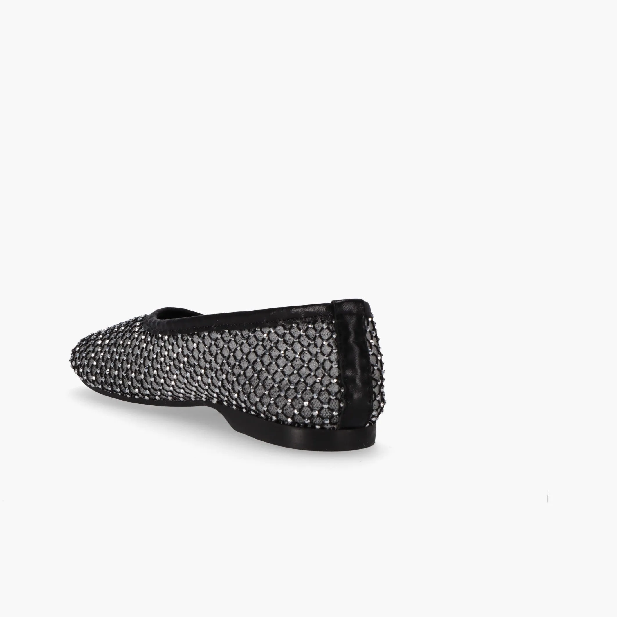 Lorain Mesh Glow Black Leather Ballet Flats
